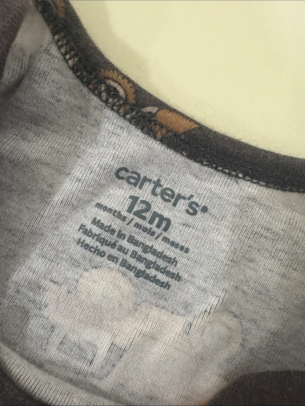 Carter's Light Gray Baby Bodysuit with Dark Trim